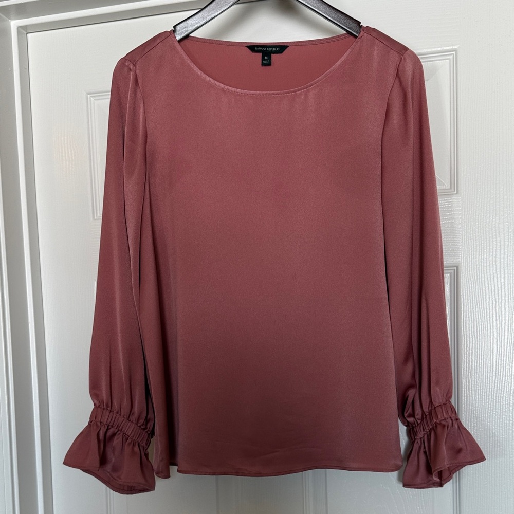 Banana Republic Dusty Rose Blouse with Ruffle Cuffs